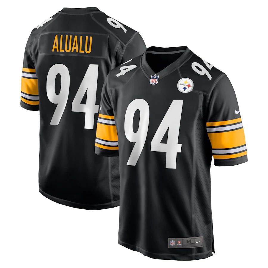 Men Pittsburgh Steelers 94 Tyson Alualu Nike Black Game NFL Jersey